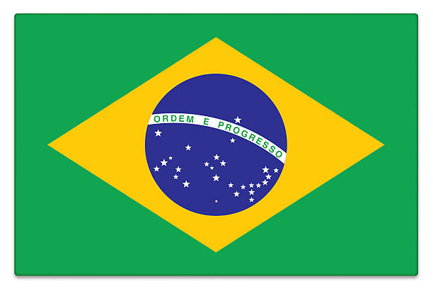 Brazilian gloss flag on white with a subtle shadow.