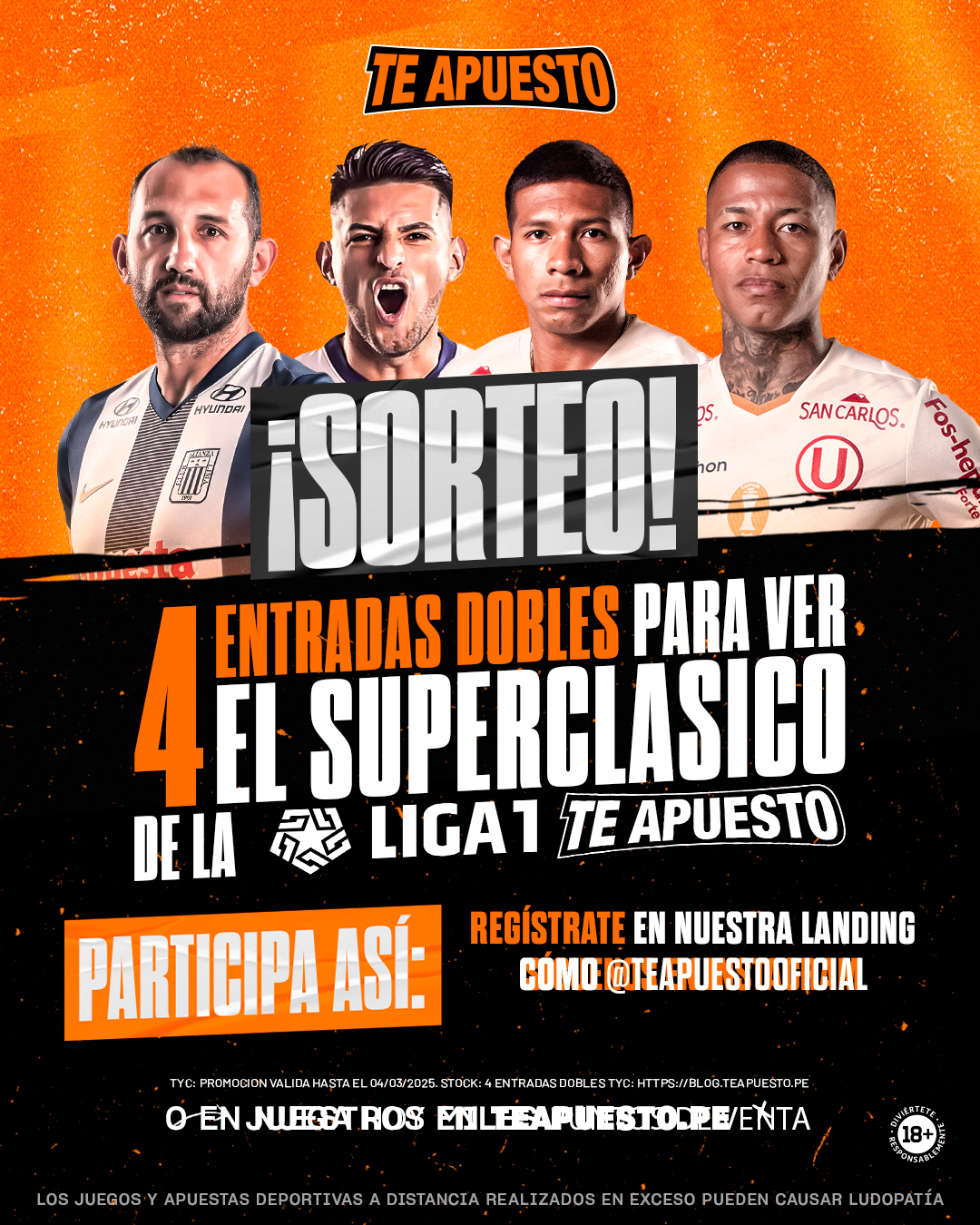 DI 833 KV SORTEO 4 ENTRADAS DOBLES ALIANZA VS UNIVERSITARIO 1080x1350