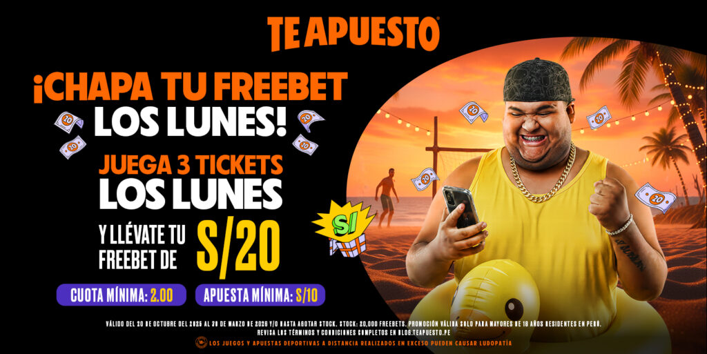 TA BANNER PROMOCIONAL CHAPA TU FREEBET LOS LUNES 1460X732