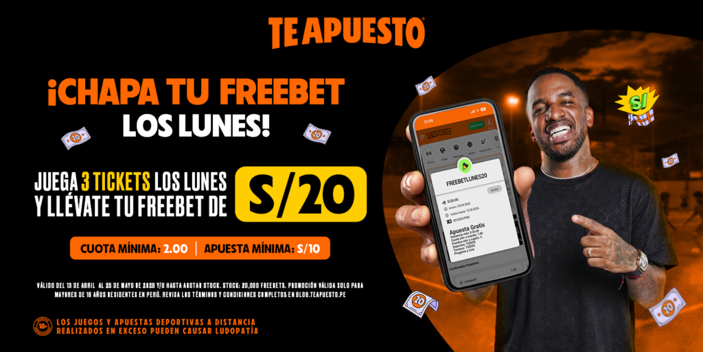 TA BANNER PROMOCIONAL CHAPA TU FREEBET LOS LUNES 1460X732